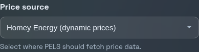 Price source set to Homey Energy